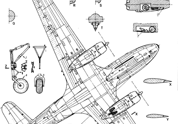 Самолет Илюшин Il-14 (Crate) - чертежи, габариты, рисунки