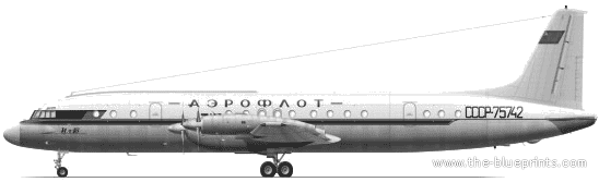 Самолет Илюшин Il-18 - чертежи, габариты, рисунки