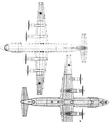 Самолет Илюшин Il-20 - чертежи, габариты, рисунки