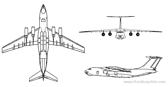 Самолет Илюшин Il-76 Candid - чертежи, габариты, рисунки
