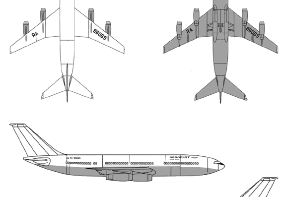 Самолет Илюшин Il-86 - чертежи, габариты, рисунки