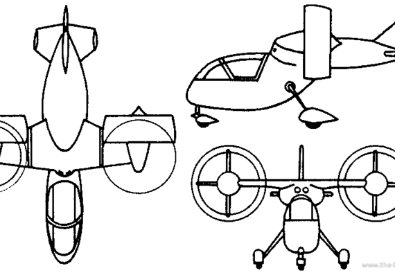 Aircraft K007 Convertiplane - drawings, dimensions, figures