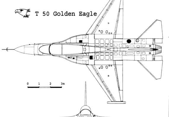 Самолет KAI T-50 Golden Eagle - чертежи, габариты, рисунки