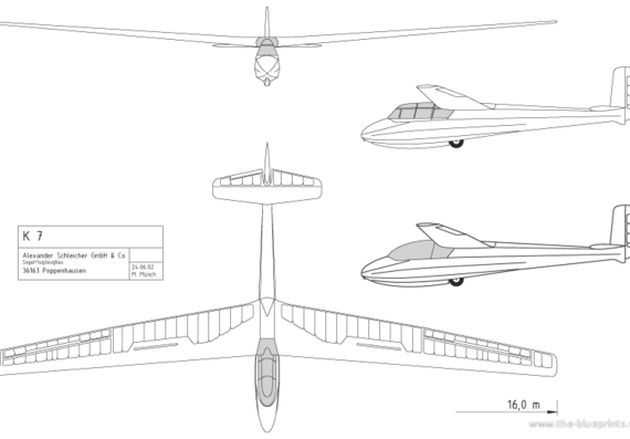 Самолет K 7 Rhonadler - чертежи, габариты, рисунки