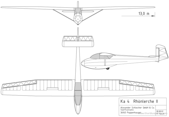 Самолет Ka 4 Rhonlerche II - чертежи, габариты, рисунки