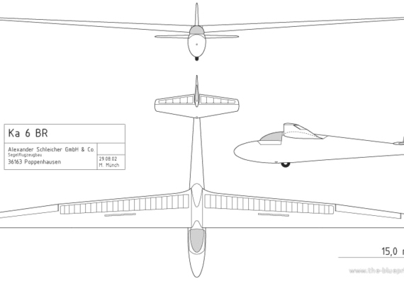 Самолет Ka 6 BR Rhonsegler - чертежи, габариты, рисунки