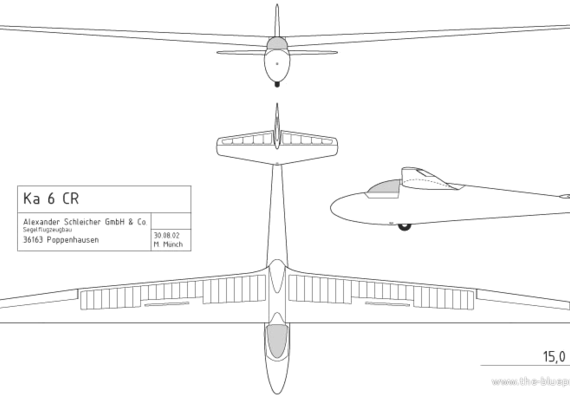 Самолет Ka 6 CR Rhonsegler - чертежи, габариты, рисунки