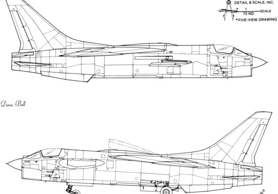 Самолет LTV F-8E Crusader - чертежи, габариты, рисунки