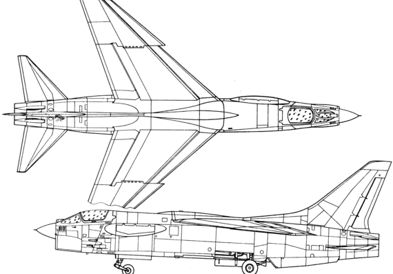 Самолет LTV F-8F Crusader - чертежи, габариты, рисунки