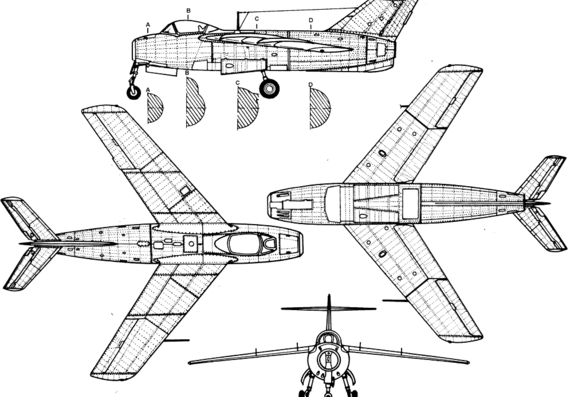 Самолет Лавочкин La-15 (Fantail) - чертежи, габариты, рисунки