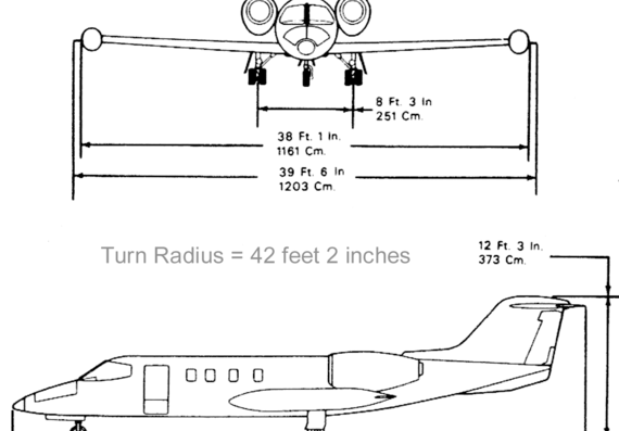 Самолет LearJet 35 - чертежи, габариты, рисунки