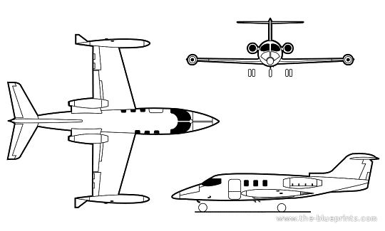 Самолет Learjet 24 - чертежи, габариты, рисунки