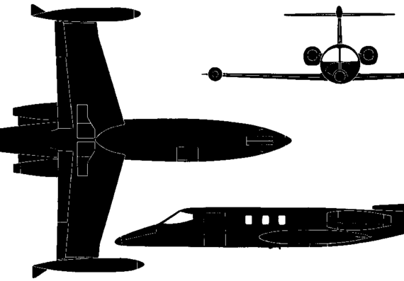 Самолет Learjet 24 (USA) (1966) - чертежи, габариты, рисунки