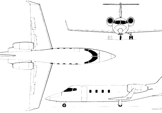 Самолет Learjet 54-55-56 Longhorn - чертежи, габариты, рисунки