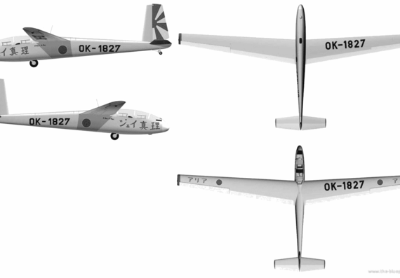 Самолет Let L-13A Blanik - чертежи, габариты, рисунки