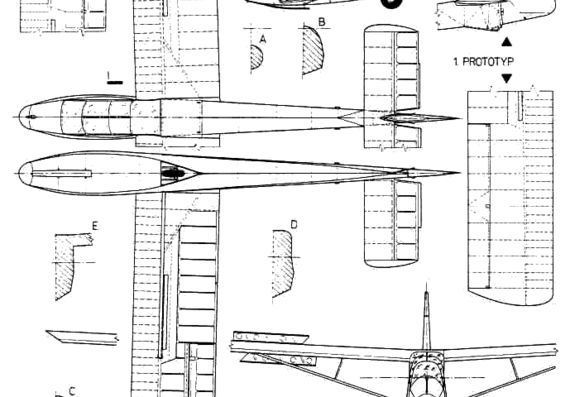 Самолет Letov LF-109 Pionyr - чертежи, габариты, рисунки