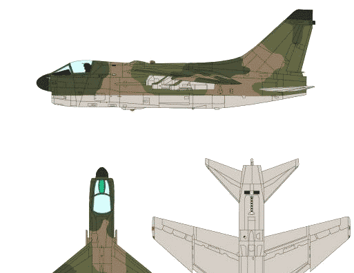 Самолет Ling-Temco-Vought A-7D Corsair II - чертежи, габариты, рисунки