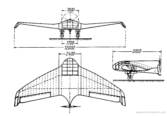 Самолет Lippisch DFS40 Delta V - чертежи, габариты, рисунки