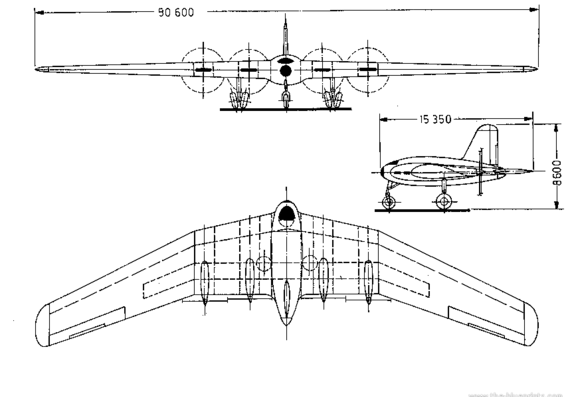 Самолет Lippisch P.08 - чертежи, габариты, рисунки