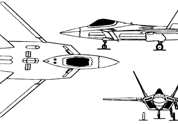 Lockheed-Boeing-General Dynamics YF-22 aircraft - drawings, dimensions, figures