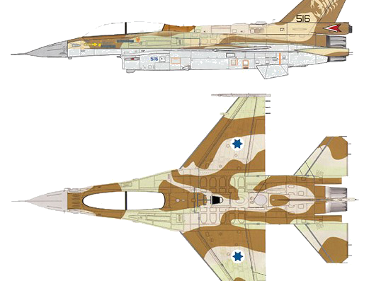Lockheed-Martin F-16I Sufa aircraft - drawings, dimensions, figures