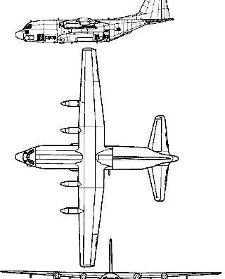 Самолет Lockheed AC-130E Spectre - чертежи, габариты, рисунки
