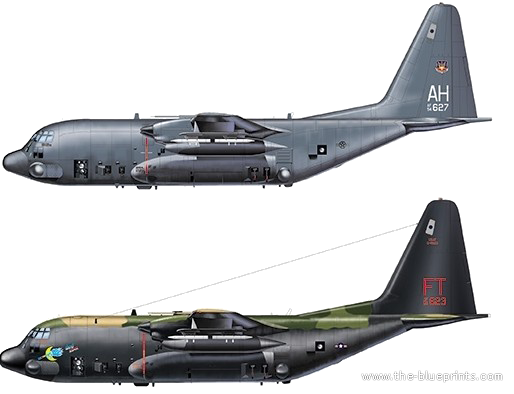 Самолет Lockheed AC-130 Spectre Gunship - чертежи, габариты, рисунки
