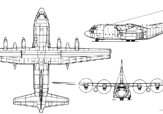Самолет Lockheed C-130H - чертежи, габариты, рисунки