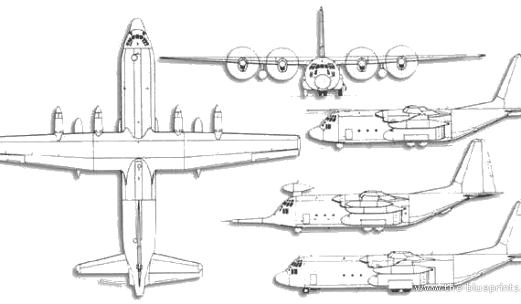 Самолет Lockheed C-130 Hercules - чертежи, габариты, рисунки