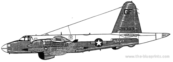 Самолет Lockheed DP-2E Neptune - чертежи, габариты, рисунки