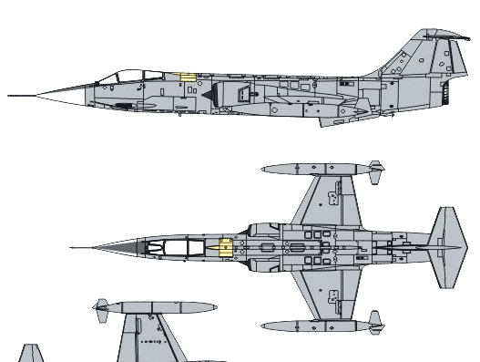 Самолет Lockheed F-104S Starfighter - чертежи, габариты, рисунки
