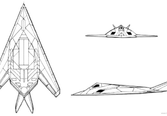 Самолет Lockheed F-117A Night Hawk - чертежи, габариты, рисунки