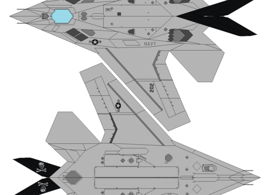 Самолет Lockheed F-117N Seahawk - чертежи, габариты, рисунки