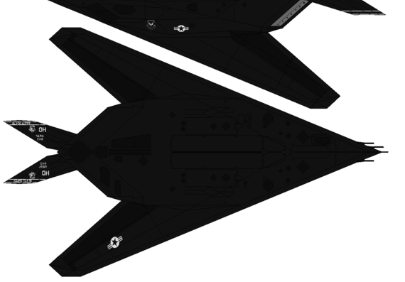 Самолет Lockheed F-117 A Nighthawk - чертежи, габариты, рисунки
