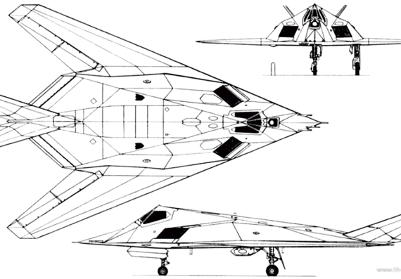 Самолет Lockheed F-117 Nighthawk (USA) (1981) - чертежи, габариты, рисунки