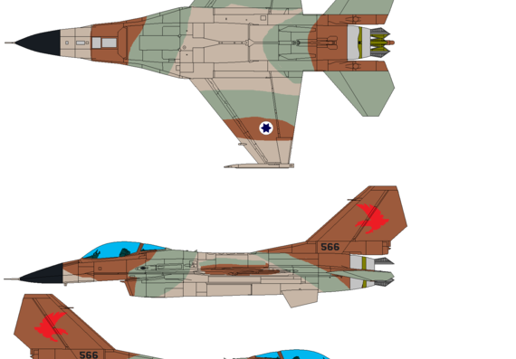 Самолет Lockheed F-16kia Super Falcon Israeli Air Force - чертежи, габариты, рисунки