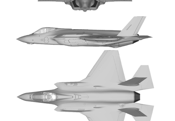 Самолет Lockheed F-35A - чертежи, габариты, рисунки
