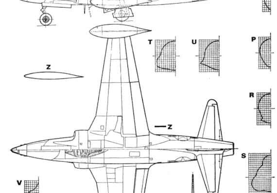 Самолет Lockheed F-80B Shooting Star - чертежи, габариты, рисунки