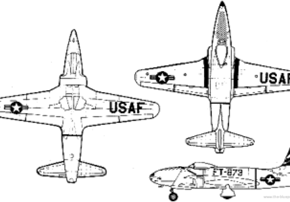 Самолет Lockheed F-80C Shooting Star - чертежи, габариты, рисунки