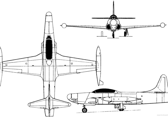 Самолет Lockheed F-94 Starfire (USA) (1948) - чертежи, габариты, рисунки