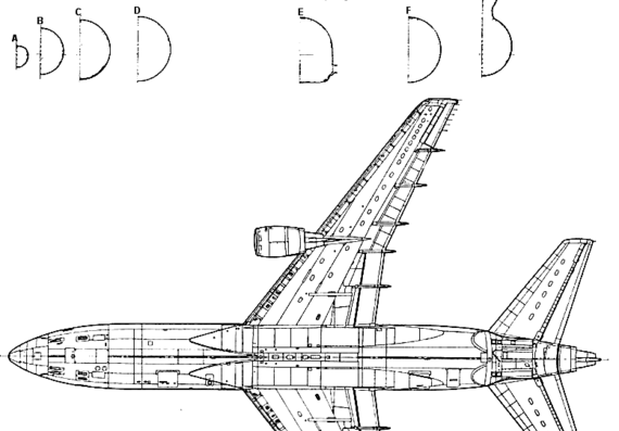 Самолет Lockheed L-1011 Tristar - чертежи, габариты, рисунки