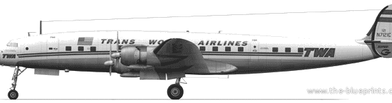 Самолет Lockheed L-1049 Super Constellation - чертежи, габариты, рисунки