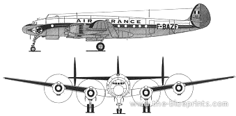 Самолет Lockheed L-749 Constellation - чертежи, габариты, рисунки