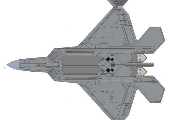 Lockheed MartinBoeing F-22 Raptor aircraft - drawings, dimensions, figures