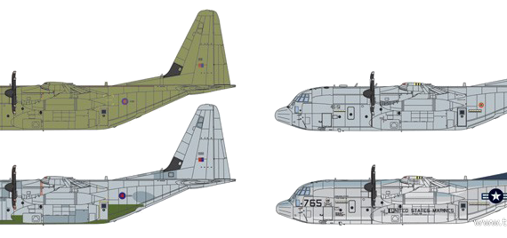 Самолет Lockheed Martin C-130J C5 Super Hercules - чертежи, габариты, рисунки
