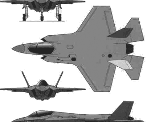 Самолет Lockheed Martin F-35 - чертежи, габариты, рисунки