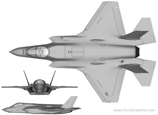 Самолет Lockheed Martin F-35B Lightning II - чертежи, габариты, рисунки