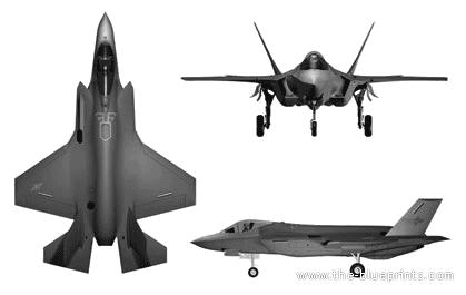 Самолет Lockheed Martin F-35 Lightning II - чертежи, габариты, рисунки