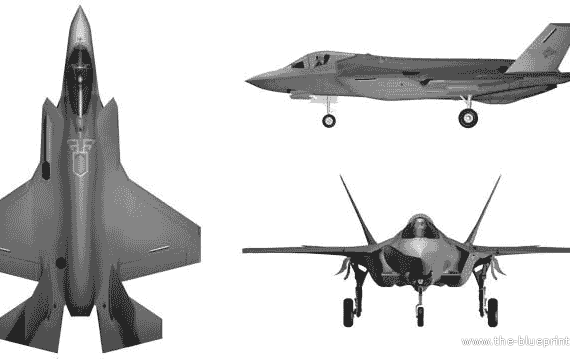 Самолет Lockheed Martin F-35 Lightning II JSF - чертежи, габариты, рисунки