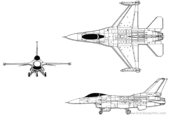 Самолет Lockheed Martin (General Dynamics) F-16C Fighting Falcon - чертежи, габариты, рисунки